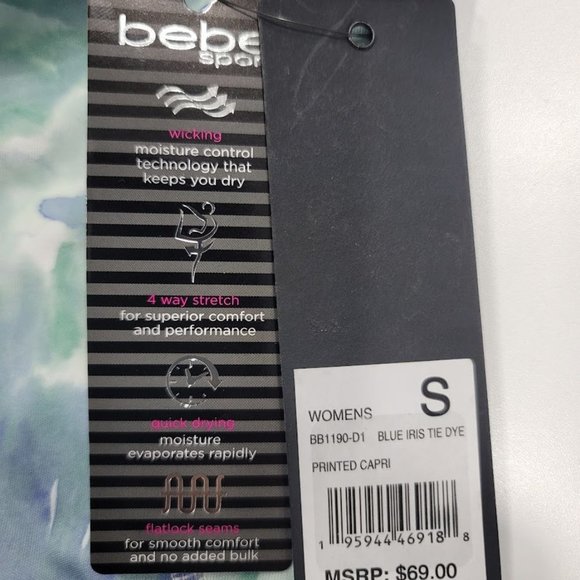 Bebe Sport Printed Tie Dye Capri Leggings Size Small - Picture 6 of 8